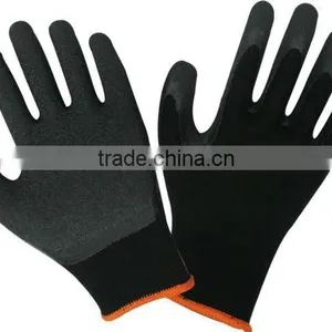 10 Guage Black Seamless Knitted Liner, Grey Latex Palm Coating, Crinkle Finish thumbnail-1