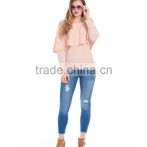 Chiffon Blouse Women Sexy Saree Blous Fashion Cheap Wholesale Custom Off the Shoulder Tops thumbnail-4