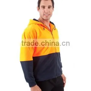Orange/Navy Safety Jacket Full Zip Polar Fleece Hi Vis Hoodies thumbnail-3