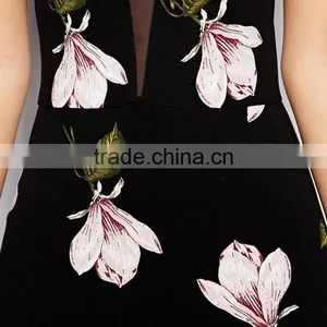 Ladies Summer Sleeveless Classic Floral Print Deep V-neck Back Open Sexy Halt Fitted Long Sexy Split Maxi Dress thumbnail-5