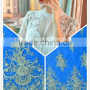 Factory Hot Sales African Lace Beaded Fabric for Wedding Dresses thumbnail-1