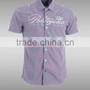 Fashion Short Sleeve Casual Design High Quality 100%Cotton Check Men Shirt thumbnail-1