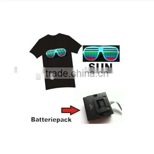 Music Party Sound Activated Flashing Lighting LED DJ T Shirt thumbnail-1