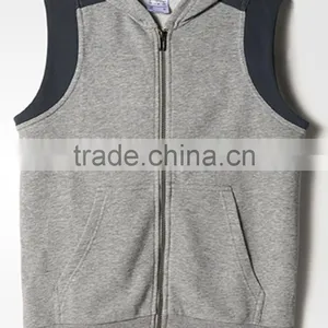 85% Ctn, 15% Melange, Fleece, Inside Brush, Children Boys Slv Less Hooded Jacket With Metal Zipper thumbnail-1