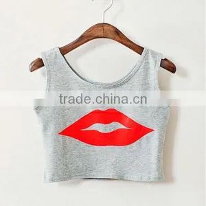 2015 New Arrival Design Your Own Printing Sexy Young Lady Short Tank Top thumbnail-2