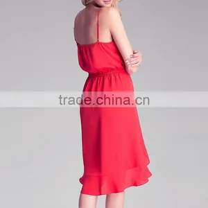 New Fashion Design High Waist Sleeveless V-neck Chiffon Floral Slip Dress thumbnail-3