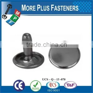Made In Taiwan Antique Brass Large Gilt Brass Plated Stainless Steel Double Cap Rivet thumbnail-4