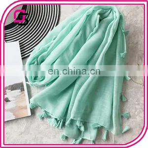 New Spring Spring Summer Female Dusty Color Scarf Beach Towel Tourism 100% Viscose Scarf With Tassel thumbnail-4