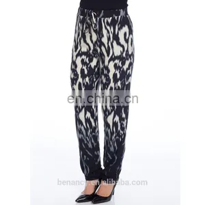 Wholesale Ladies Baggy Printed Rayon Woven Trouser Long Pants thumbnail-1