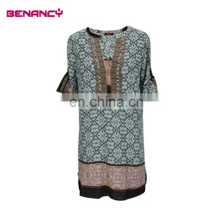 In Stock Loose Fit Retro Kurta India Printed Long Tunic thumbnail-1