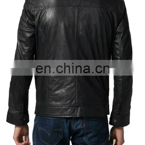 Soft Smooth Sheep Skin Leather Jackets Black Clour thumbnail-2