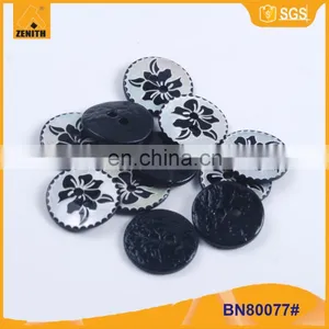 Custom Carving Natural Agoya Shell Button With Printing Flower BN80077 thumbnail-1