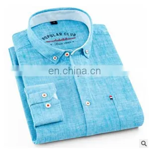 Wholesale Mens Long Sleeve Plus Size Heather Colors Linen Casual Shirts thumbnail-6