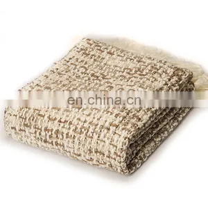 High Quality Stock Products Decorative 50*60'' Woven Throw Blanket With Tassels thumbnail-1