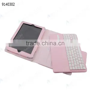 Bluetooth Keyboard for IPad2/3/4,pink Removable Plastic Keyboard With Synthetic Leather Case thumbnail-4