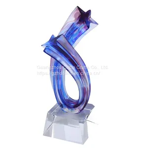Factory Selling High Quality Anniversary Awards Star Liuli Glazed Trophy for Annual Awards thumbnail-3