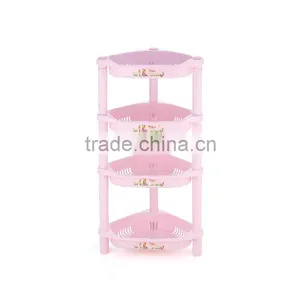 High Quality 4 Layer Triangle Bathroom Shelf Plastic Storage Rack thumbnail-4