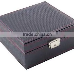 Carbon Leather Jewelry Travel Case,hard Shell Black Leather Jewelry Storage Display Case,black Leather Hard Travel Jewlery Case thumbnail-2