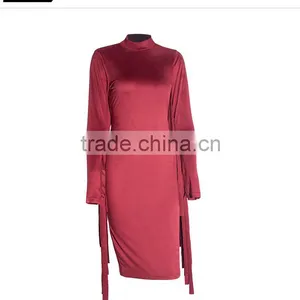 Woman Fashion Dress Personality Tassel Bandage Dress Long Sleeve Evening Dress thumbnail-2