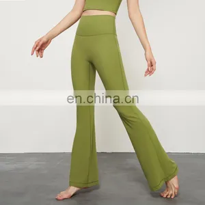 Free Size Butter Soft Flared Wide Leg Sport Fitness Yoga Leggings High Waist Custom Logo Workout Active Gym Wear Pants For Women thumbnail-5