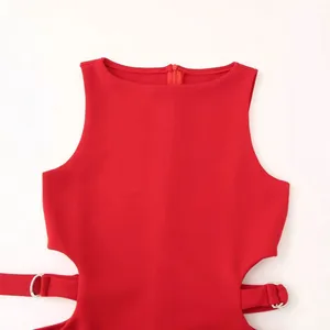 Elegant and Fashionable, This Minimalist Velvet Mini Halter Dress is a Must-have. thumbnail-1
