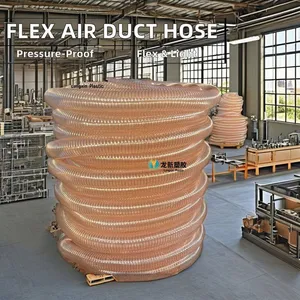 Flame Retardant Polyurethane Hose Reinforced Pipe Flexible Pu Dust Ventilation Pipe PU Flexible Ducting thumbnail-4