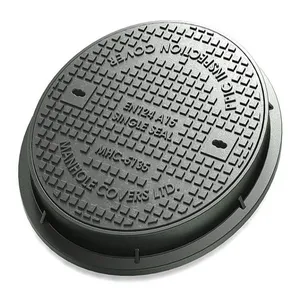 Hot Selling EN124 500*500mm 600*600mm Ductile Iron Road Waterproof Black Round Half Weight Jingdong Model 12 Manhole Cover thumbnail-4