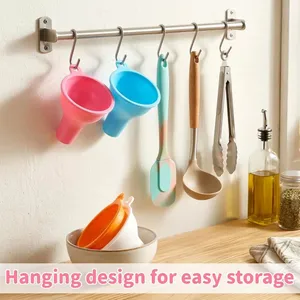 Food Grade Wide Mouth Silicone Funnel Big Canning Kitchen Funnels for Liquid Powder Oil Milk Bean Filling Transfer Wide-Opening thumbnail-5