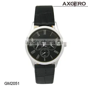 Good Quality Alloy Case Black Leather Watch Axgero Brand Mens Watches thumbnail-1