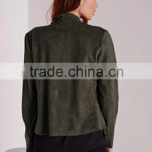 2015 Women Winter Short Waterfall Faux Suede Jacket thumbnail-3