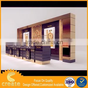 Luxury Colorful Customed Glass Watch Showcase Exhibitions Counters With Small Frosted Glass Bracket thumbnail-1