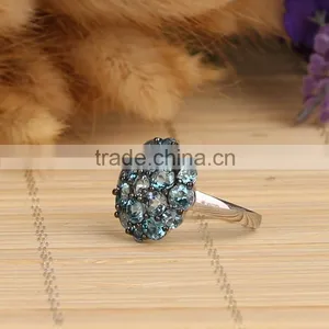 2015 Hot Item Sterling Silver 925 Natural London Blue Topaz Ring Round Stone MOQ 30pcs thumbnail-3