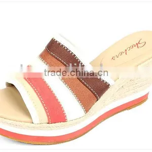 Dressing Women Wedge Heel Sandals Contrast Color Canvas Women Sandals Wedge Sandal for Women Girls Sandals Raffia Heel Sandals thumbnail-1