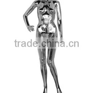 Fashion Standing Glossy Chrom Electroplating Silver Color Model Femal Mannequin Clothing Garment Display thumbnail-1
