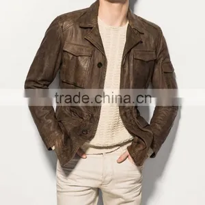 Pakistan Stips on Sleeves Leather Jacket thumbnail-3