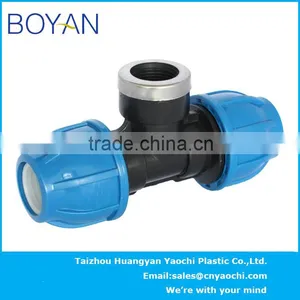 China Supplier PP Compression Quick Pipe Fittings for Irrigation Female Tee thumbnail-5