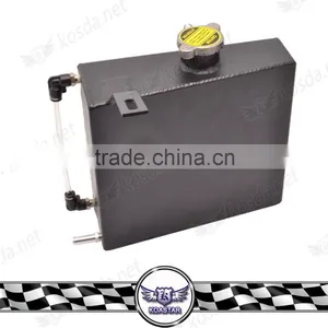 Universal 2JZ Polished Aluminum Black Radiator Coolant Overflow Tank Reservoir Kit thumbnail-2