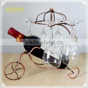 Metal Chariot Wine Rack 6 Hanging Wineglass Holder as Home Decorations thumbnail-6