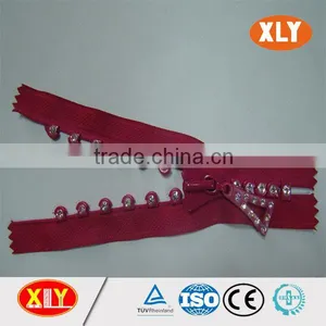 China XLY Zipper #5 Close End Pink Color Rhinestone Zipper thumbnail-5