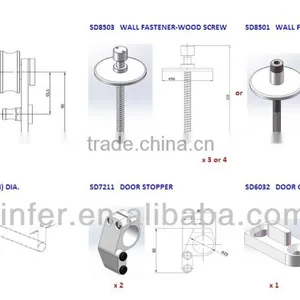 Modern Stainless Steel Sliding Barn Wood Door New Bar Track SD0214500 thumbnail-2