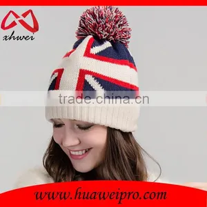 Wholesale Jacquard British National Flag Hat Knitting Beanie Hat Slouchy thumbnail-1