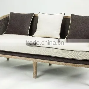 American Country Style Mashup Fabric Sofa/wooden Fabric Couch(CH-866-OAK) thumbnail-1