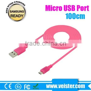 Colorful Flat 1M Micro Usb Data Cable, Micro USB Cable for Samsung Charge thumbnail-3