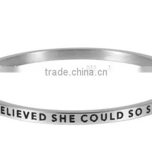 2016 Trend Silver Stainless Steel Personalized Mantra Bangle Bracelet for Women thumbnail-1