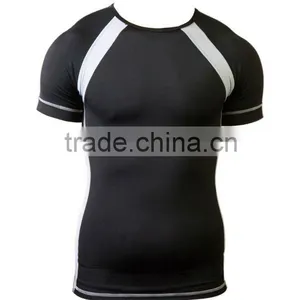 Grey Panel Mens Compression Short Sleeve Top thumbnail-1