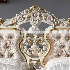 Hand Carving Furniture - Handcraft Royalty Golden Foil Bed thumbnail-2