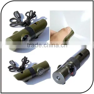 Outdoor 7 in 1 Emergency Plastic Lifesaving Flashlight Whistle Compass Survival Whistle With Led Flashlight thumbnail-3