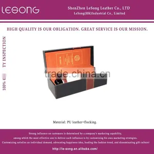 2015 Custom Made Wholesale Wine Box Leather Wine Carrier thumbnail-1