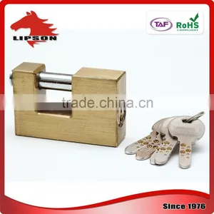 Lipson LS-200K Series Hardened Steel Shackle Kaba Key Rectangular Brass Padlock thumbnail-5