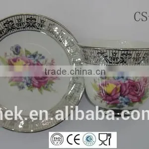 Colored Cafe Tea Cup and Saucer thumbnail-2